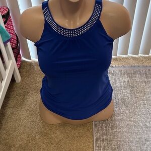 Rhinestone-Embellished Royal Blue Women’s Tank Top